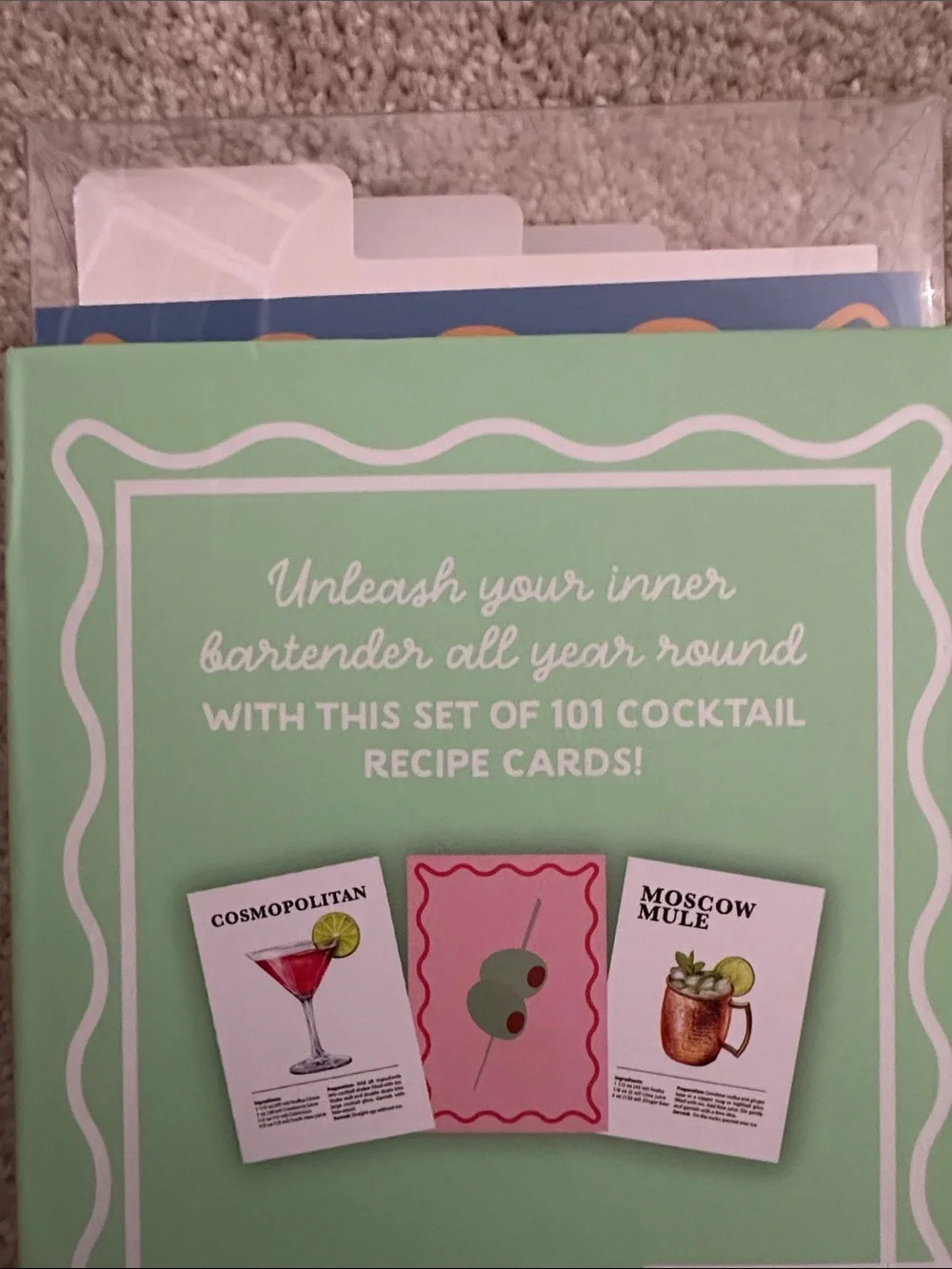 101 Cocktail Recipe Cards - Pastel Green & Pink